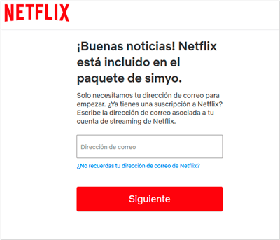 Imagen de la pantalla para activar Netflix si no tienes cuenta