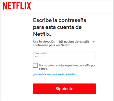 Imagen de la pantalla para activar Netflix si ya tienes cuenta